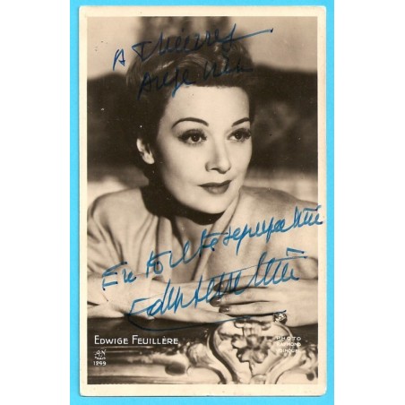 FRENCH ACTRESS EDWIGE FEUILLERE ,RARE HAND SIGNED PHOTO